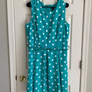 A-line Belted Polka Dot Dress